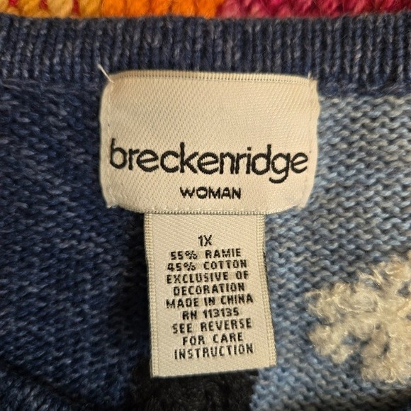 Vintage Nostalgic Blue Christmas Cardigan Snowman and Snowflakes Plus Size XL - Picture 8 of 10